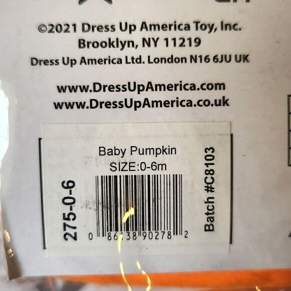 Dress Up America Baby Pumpkin Custome Size 0-6 months - Picture 6 of 6